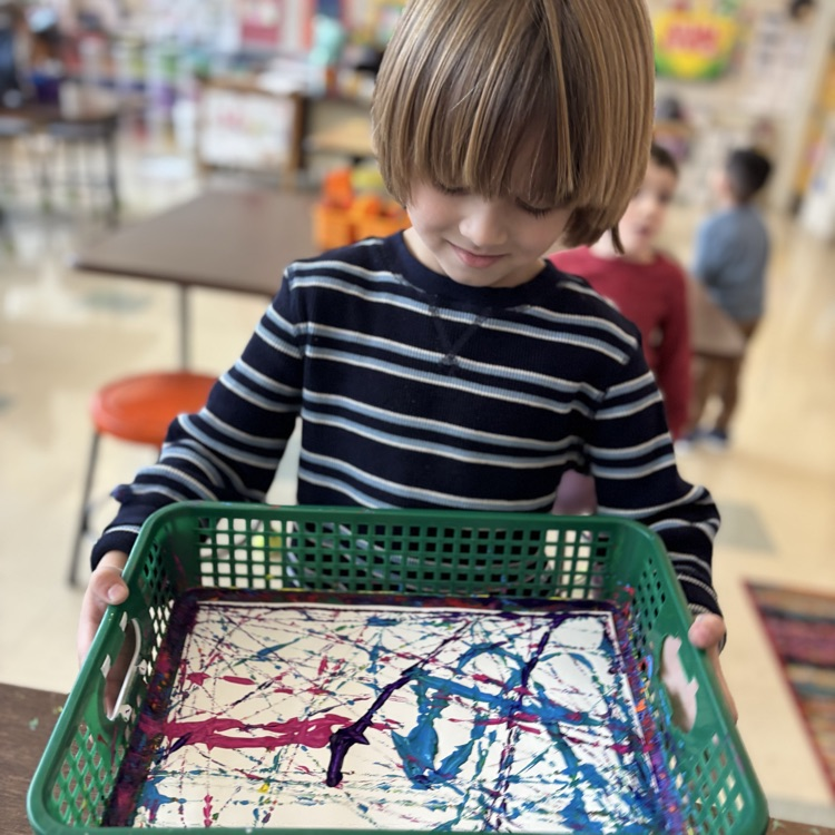 Little boy doing an art project