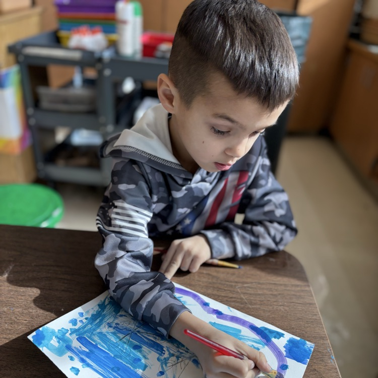 boy, painting, snowflake