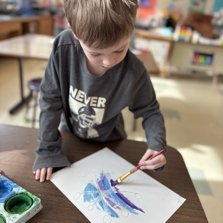 boy, painting, snowflake
