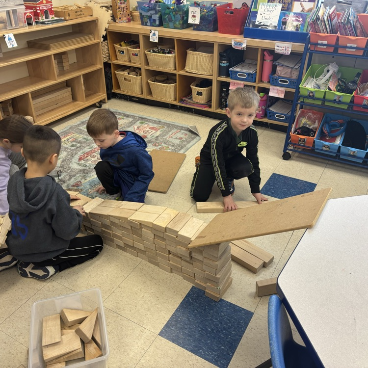 students building with