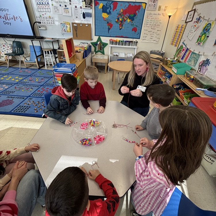 children making Valentine craft