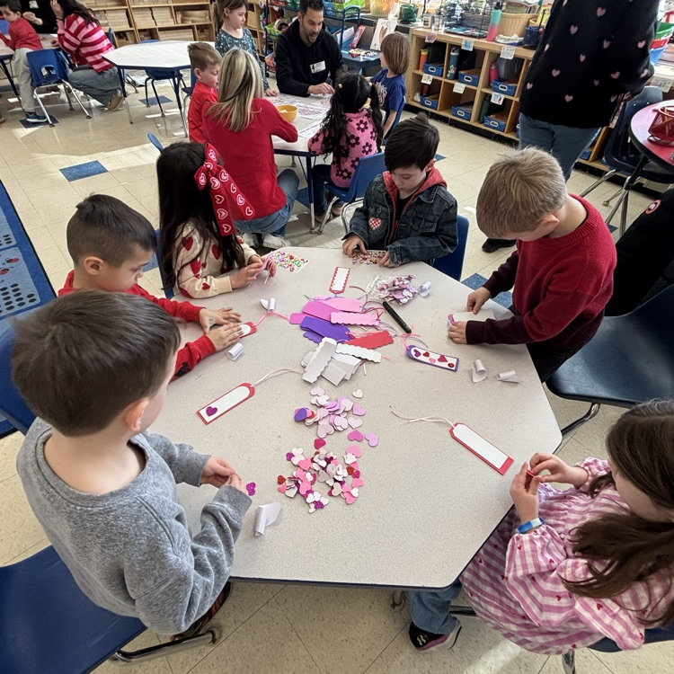 children working on Valentine’s