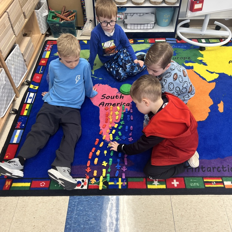 KRO organized math manipulatives in different ways to make them easy to count, 