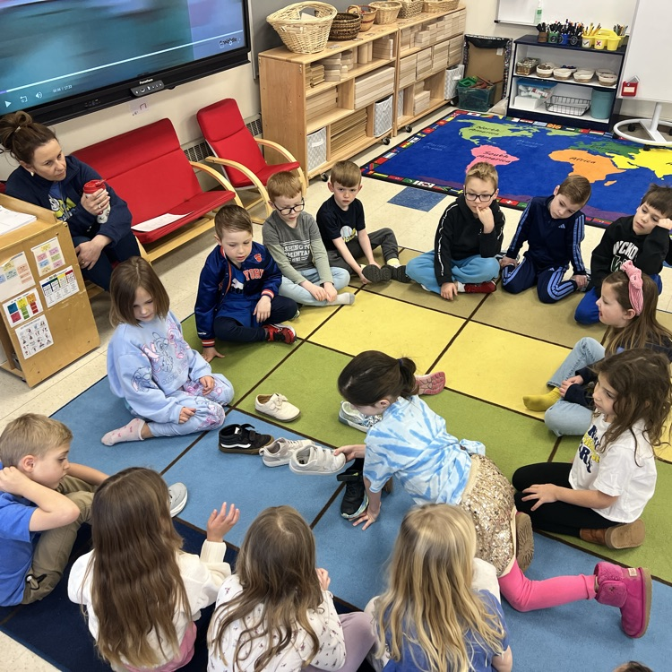 KRO greets classmates with Shoe Salad during Morning Meeting