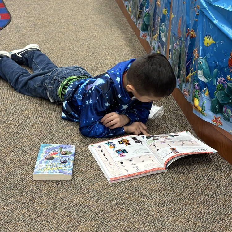 boy looking at his book