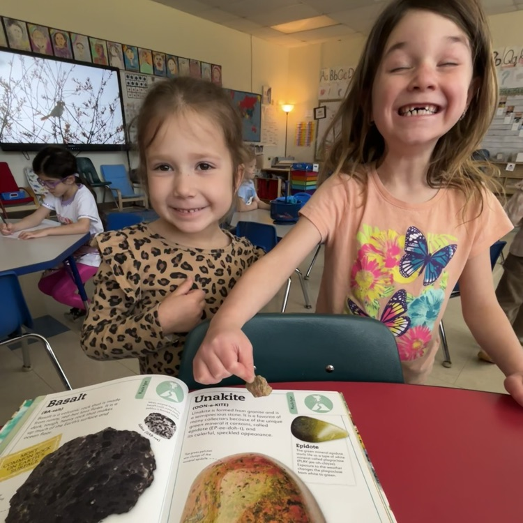 girls holding a rock