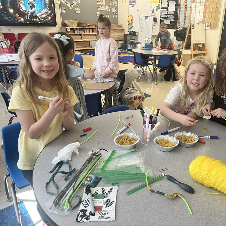 KRO made Noodle Doodles during makerspace and  built with blocks together.