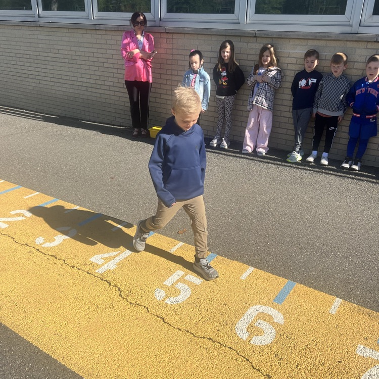 KRO used the outdoor number line to help them solve addition & subtraction word problems.