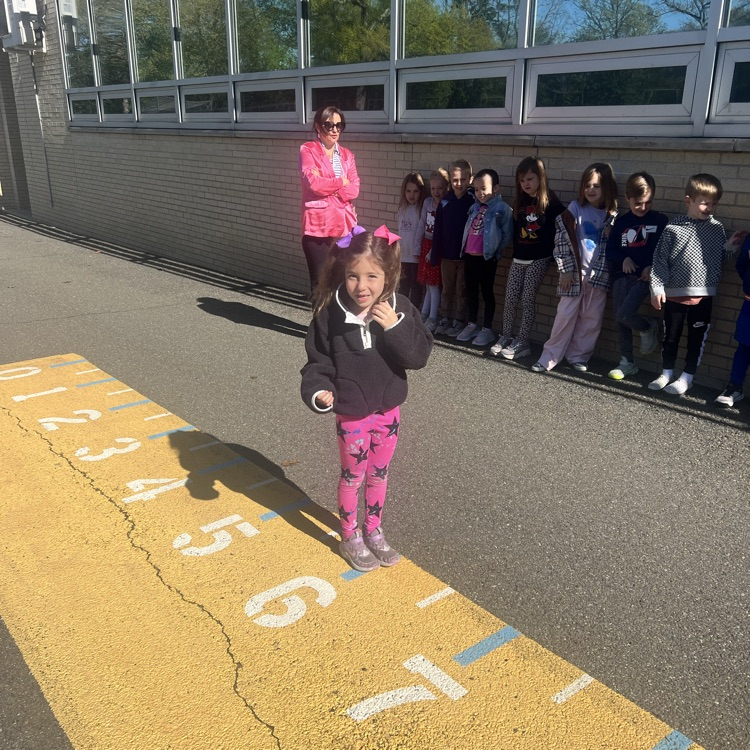 KRO used the outdoor number line to help them solve addition & subtraction word problems.