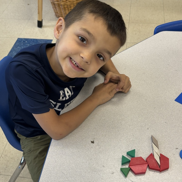 student making a picture with