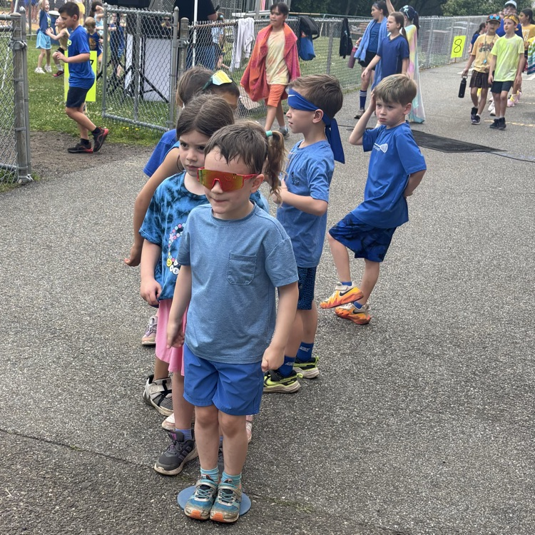 children dressed in blue