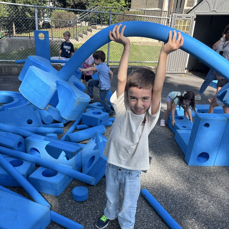 boy playing with blocks