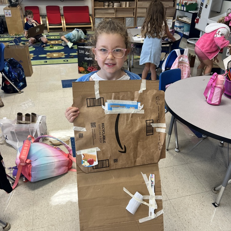 KR was so creative during Makerspace. They made a rainbow rocket, trumpet, house, piggy bank and more... 