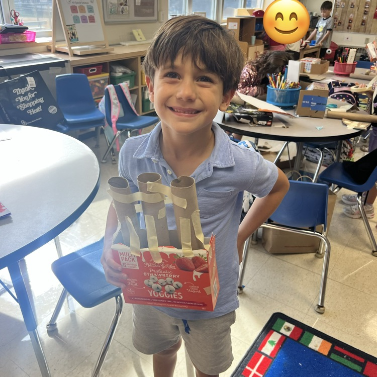KR was so creative during Makerspace. They made a rainbow rocket, trumpet, house, piggy bank and more… 