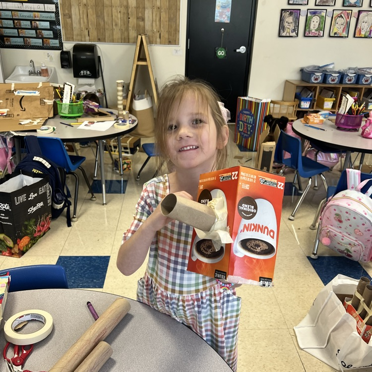 KR was so creative during Makerspace. They made a rainbow rocket, trumpet, house, piggy bank and more… 