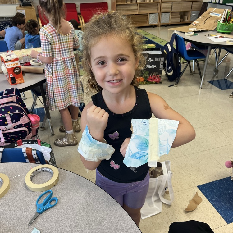 KR was so creative during Makerspace. They made a rainbow rocket, trumpet, house, piggy bank and more… 
