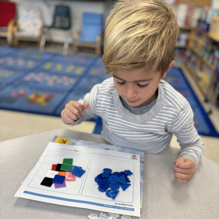 boy sorting button