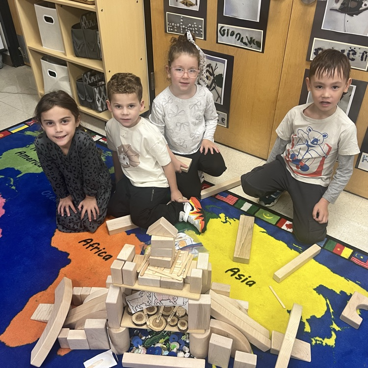 KR built bridges for the goats to cross after reading The Three Billy Goats Gruff.