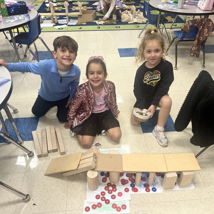 KR built bridges for the goats to cross after reading The Three Billy Goats Gruff.
