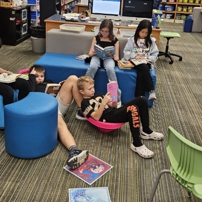 reading in the library