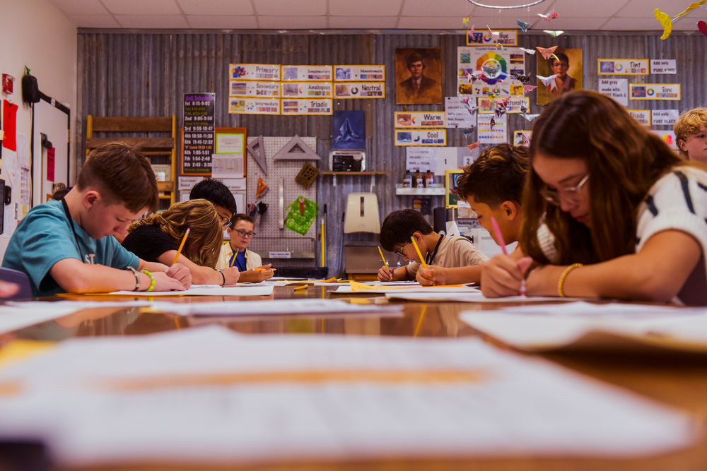 Students doing work