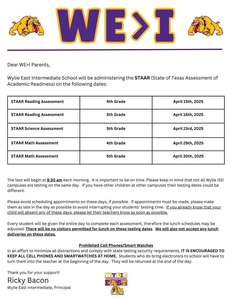STAAR PARENT LETTER