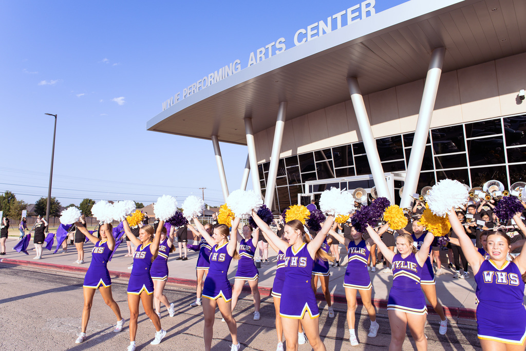 Morning pep rally infront of performing arts center