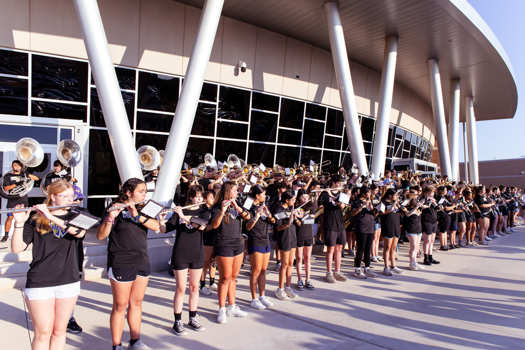 Morning pep rally infront of performing arts center