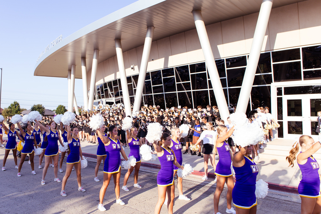 Morning pep rally infront of performing arts center