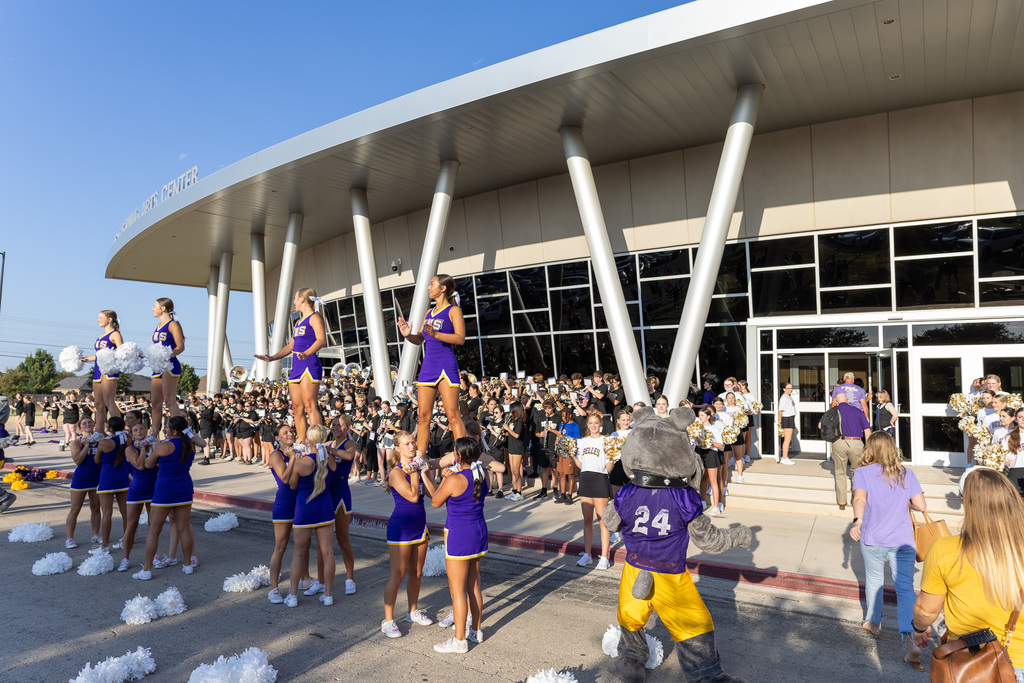 Morning pep rally infront of performing arts center