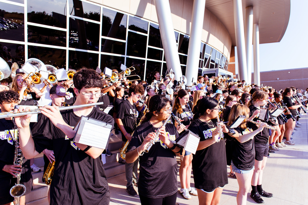 Morning pep rally infront of performing arts center