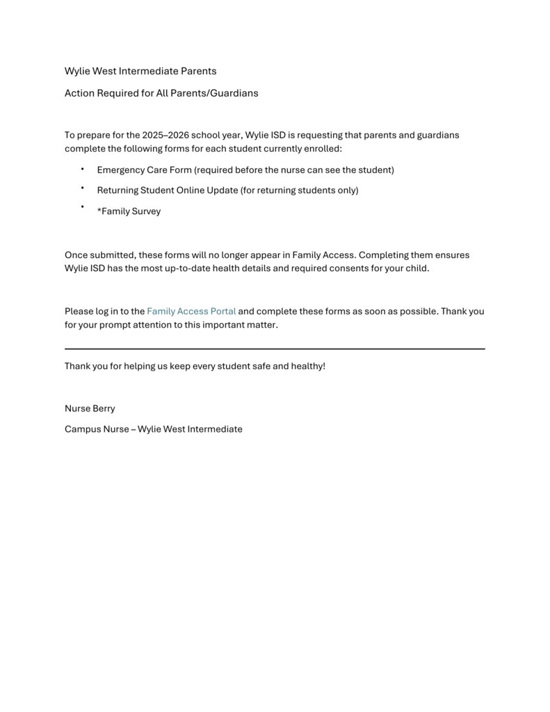 WWIS Campus Nurse News Letter.