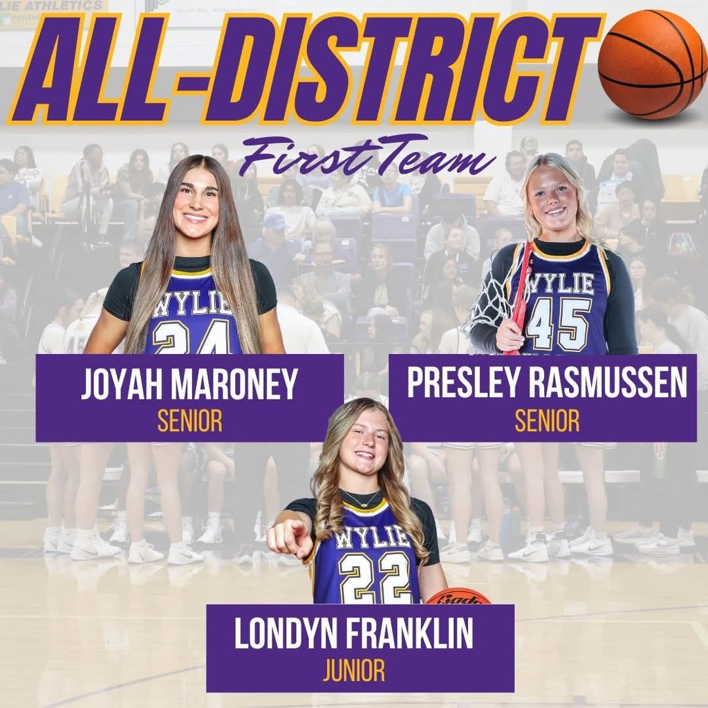 Wylie Nation! Today, we get to honor our Lady Bulldog Basketball players who were named to the District 4-5A All-District 1st Team, 2nd Team, and Honorable Mention Team. Congrats ladies!