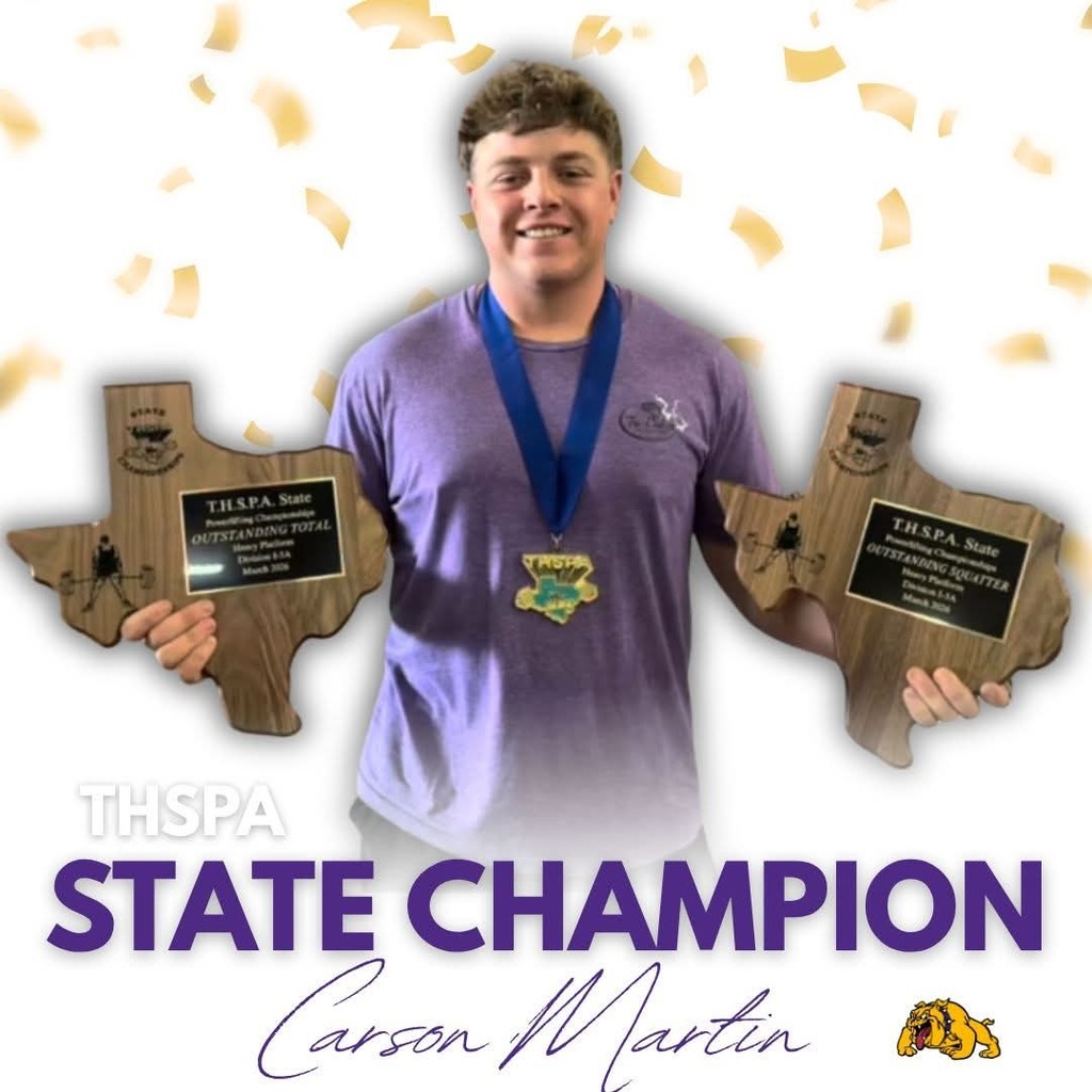 Wylie Nation, we have another STATE CHAMPION in the house!! Congratulations to Carson Martin for his 1st place finish (where he lifted 2000 pounds!) and his state bench record (570 pounds!)! We are so proud of you!
Photo Credit: Carson Martin
#wearewylie