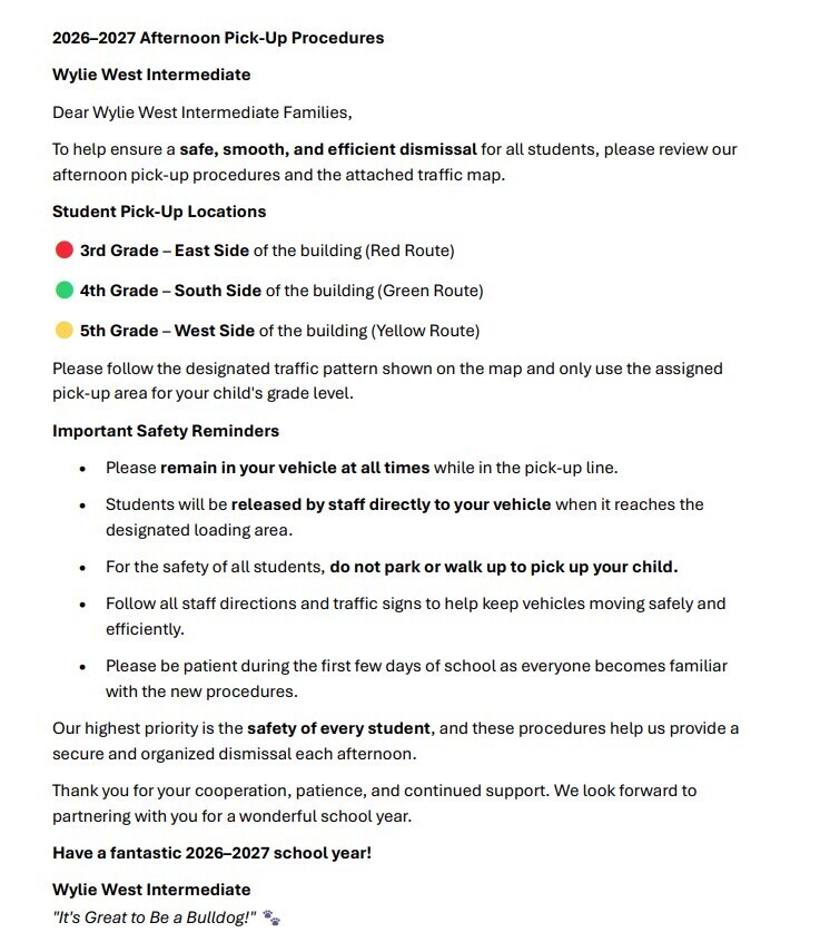 Pick Up Procedures
