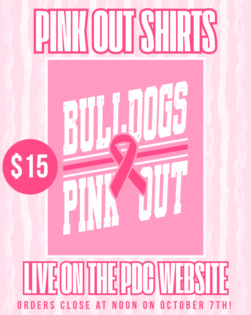 Pink Out shirts are now available for $15 on The Purple Dog Company website. Orders close at NOON on Oct. 7th-- all proceeds will be donated to the American Cancer Society!
