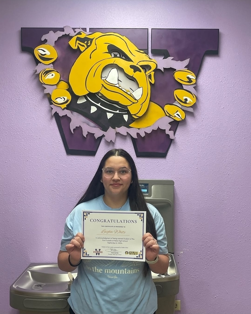 Wylie High Recognizes Teacher & Student of the Six Weeks
Congratulations to McLeroy, Wylie High School’s Teacher of the Six Weeks, and Leigha White, Student of the Six Weeks.
McLeroy’s recognition is sponsored by The Shed, while Leigha’s recognition is sponsored by Golden Chick.
Way to represent Wylie High, Bulldogs!