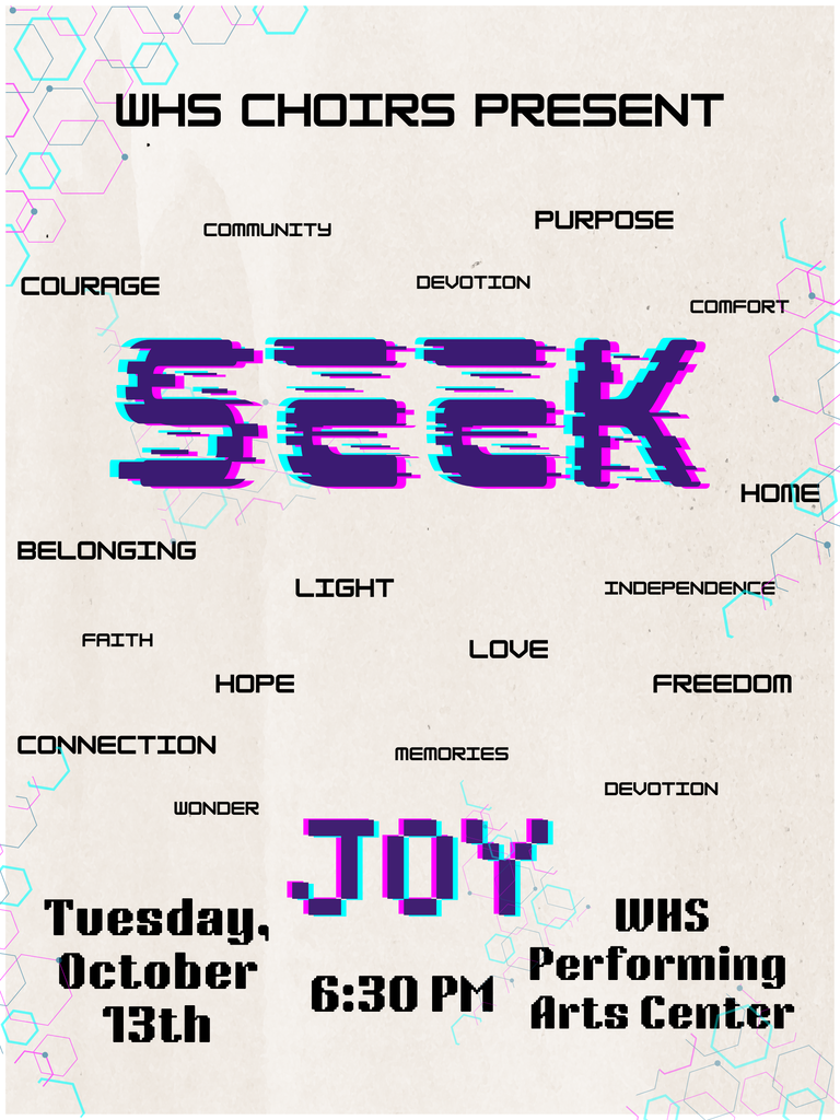 seek joy ad for choir concert showing tues oct 13 6:30