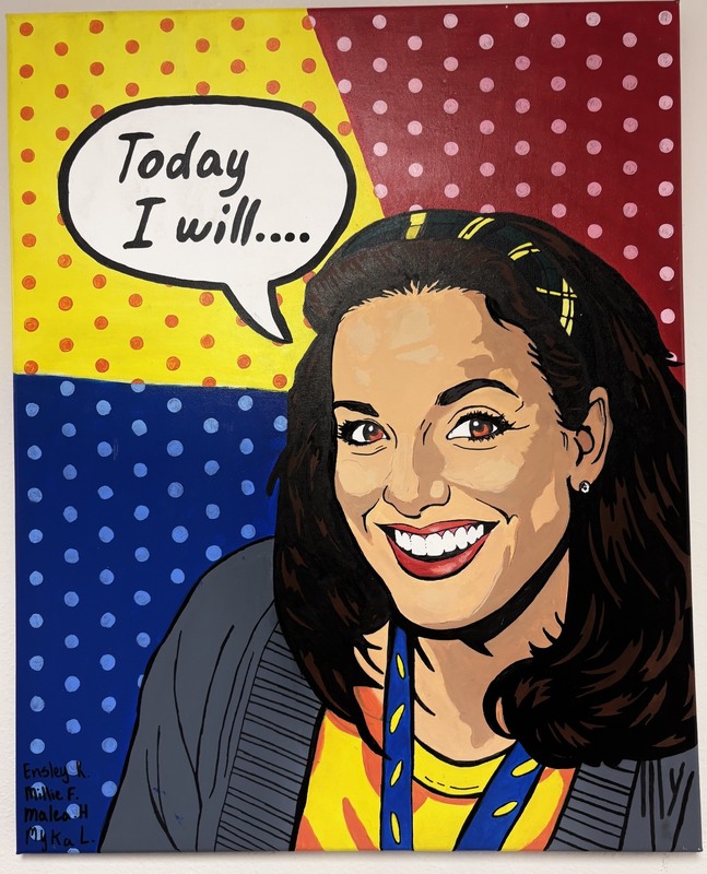 Wylie West JH student's image of seventh-grade RLA teacher Ann Hurst for Kina Tiemann's art project
