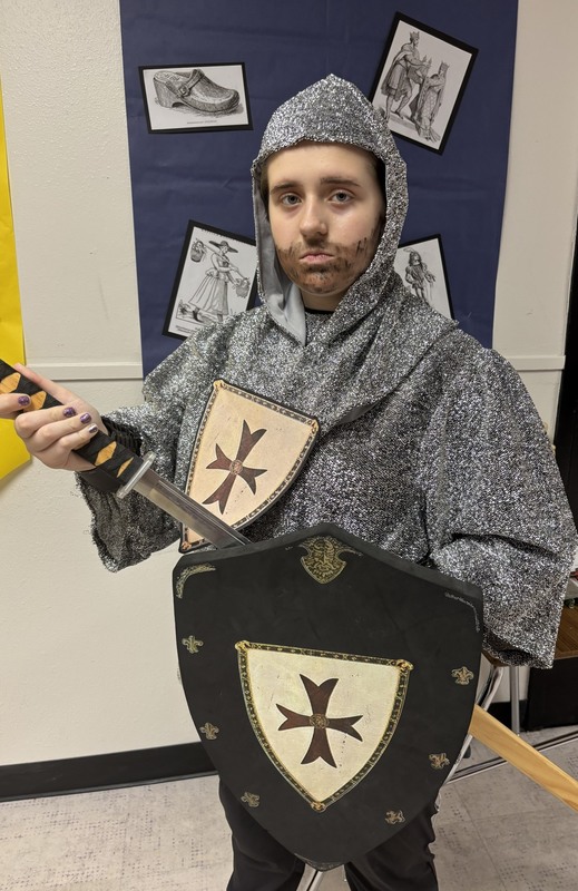 4. Olivia Ross is ready for battle or, at least, a high grade for Ann Hurst's medieval museum project.