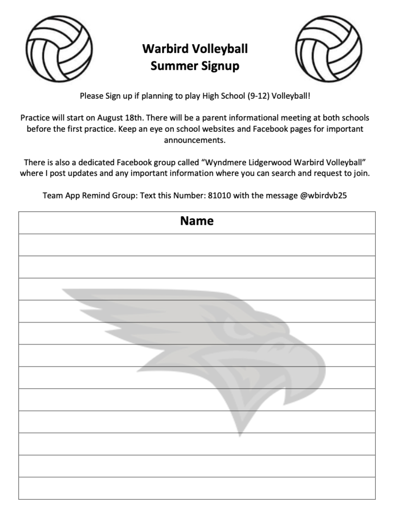 Volleyball Summer Sign Up