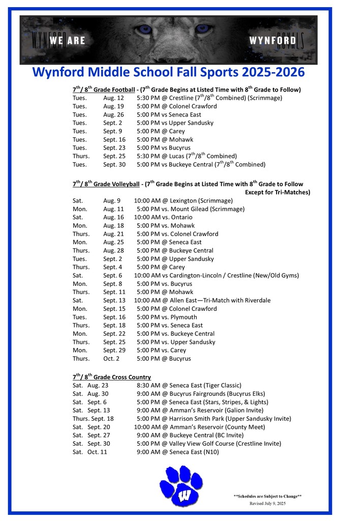 2025-2026 Fall Sports MS