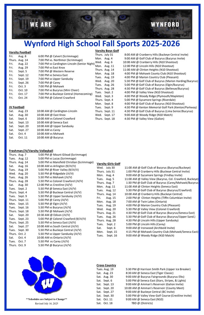 2025-2026 Fall Sports HS