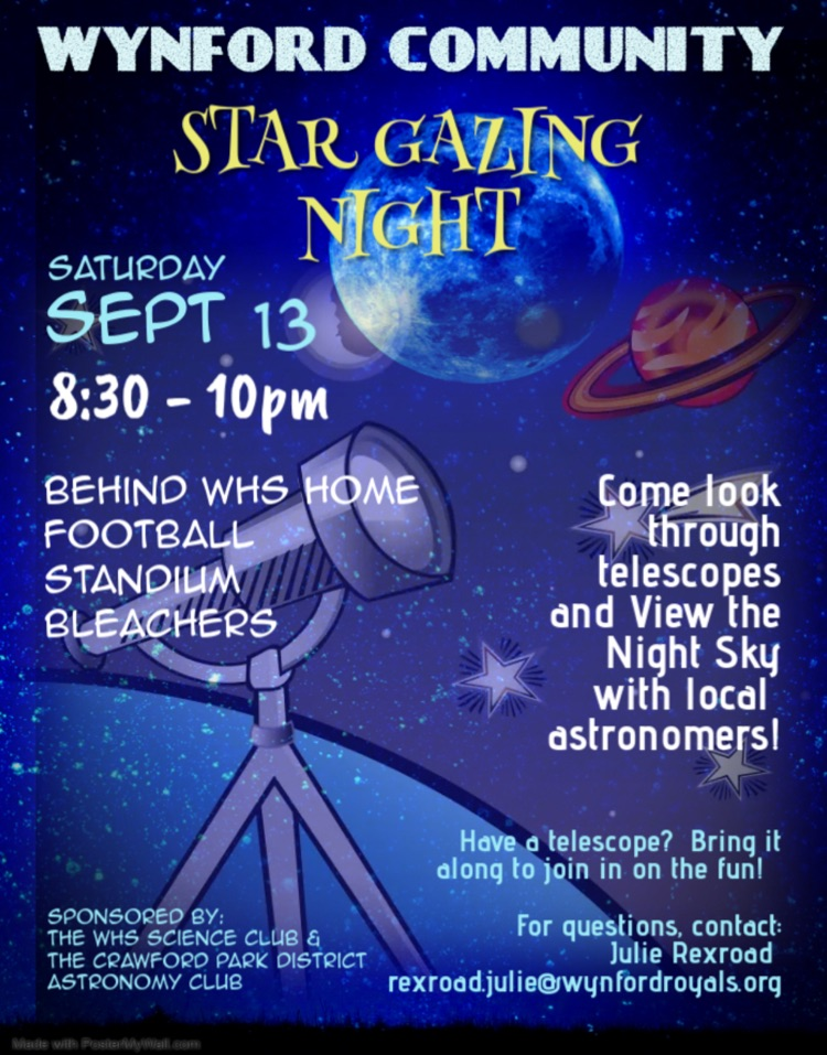 Wynford Community Star  Gazing Night ~ Sat., September 13th from 8:30pm-10pm!