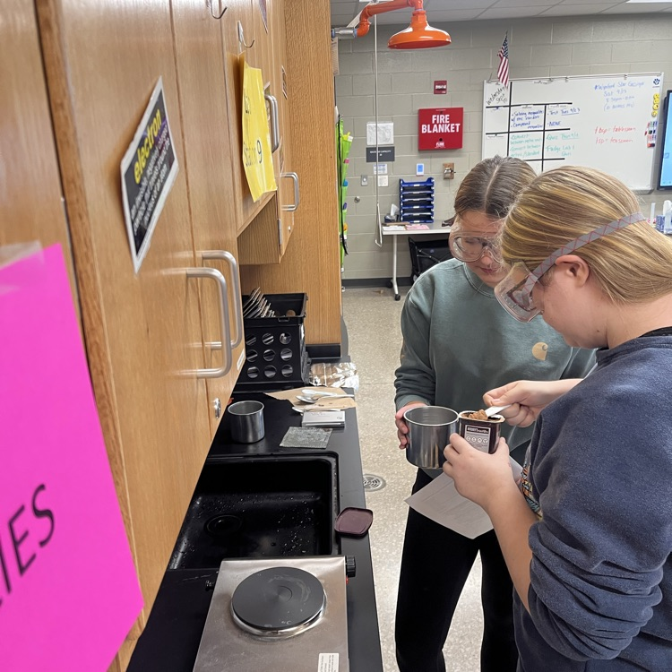 Students in Mrs. Rexroad's 9th grade physical science class practiced using various pieces of lab equipment to practice their dimensional analysis skills to covert between units to make their chocolate fudge!