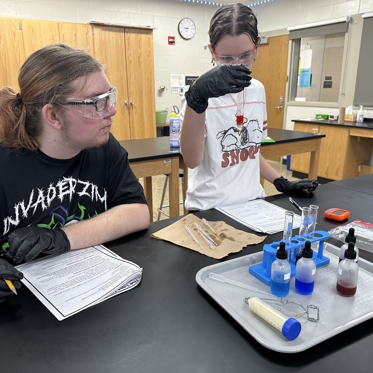 Students in Ms Outland’s biology class today were able to test an unknown sample to identify the macromolecules in their murder mystery lab!