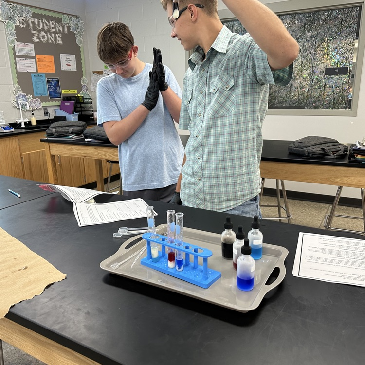 Students in Ms Outland’s biology class today were able to test an unknown sample to identify the macromolecules in their murder mystery lab!