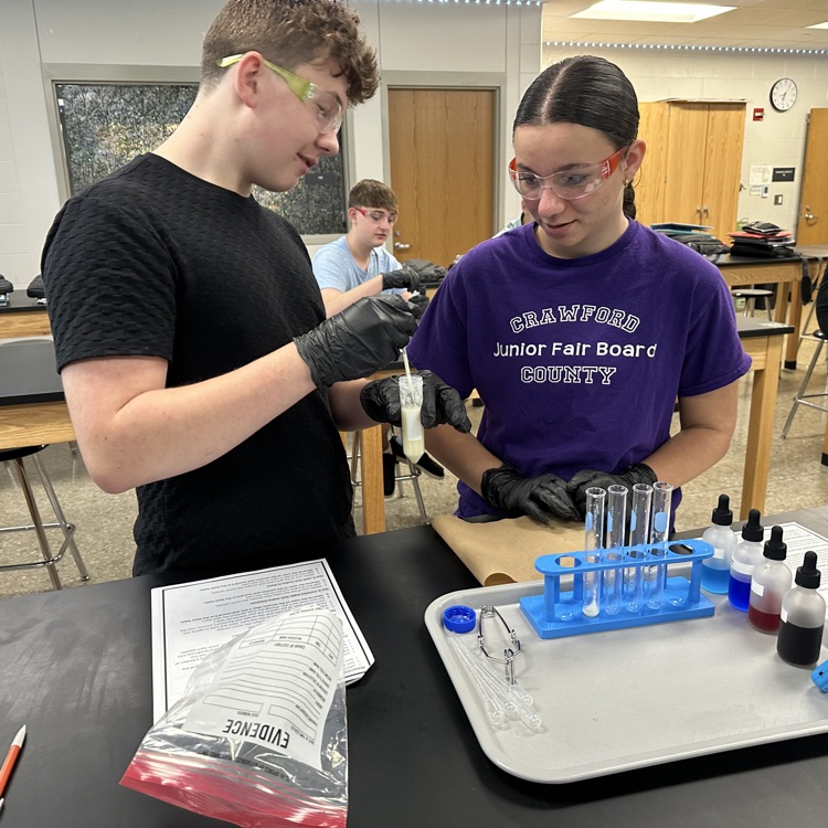 Students in Ms Outland’s biology class today were able to test an unknown sample to identify the macromolecules in their murder mystery lab!