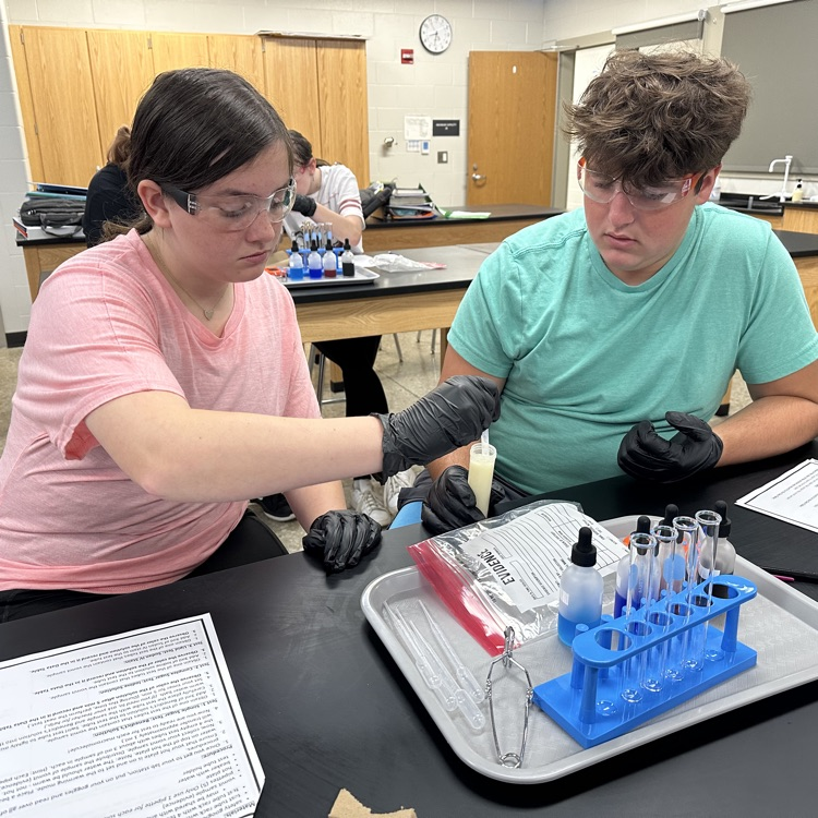 Students in Ms Outland’s biology class today were able to test an unknown sample to identify the macromolecules in their murder mystery lab!
