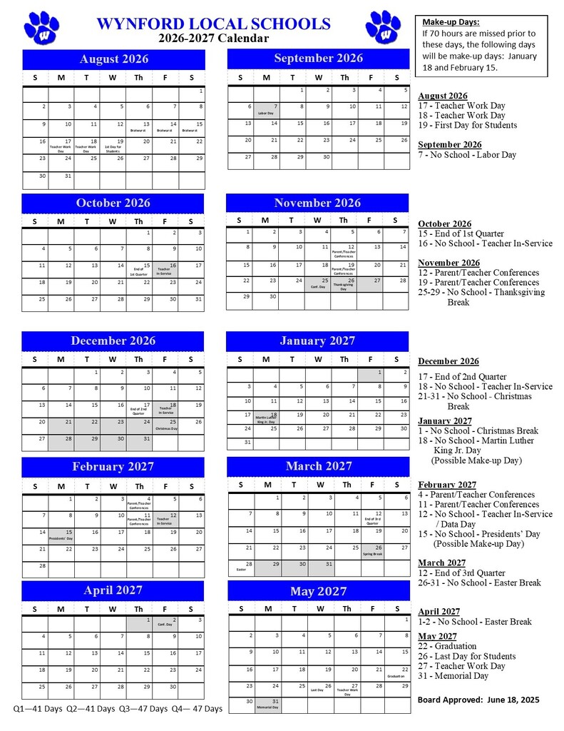 2026-2027 Calendar